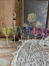 6 Calici Bicchieri Cristallo Val Saint Lambert ? + Bottiglia Decanter Bicchiere 