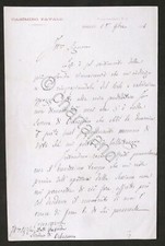 Lettera con autografo del politico Casimiro Favale - 1876