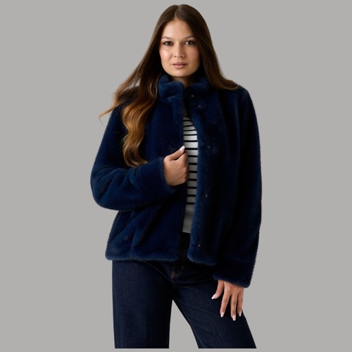 Guess giacca blu eco pelliccia