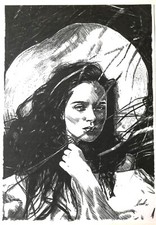 YULIA MORETTI Stampa Arte Originale PINUP Girl Original Ukraine Art NO SPESE!