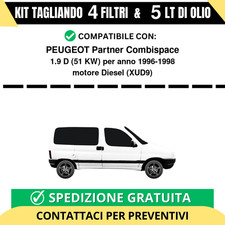 Tagliando per PEUGEOT Partner Combispace 1.9 D 51 kw Diesel 1996-1998 - 5 Lt ...