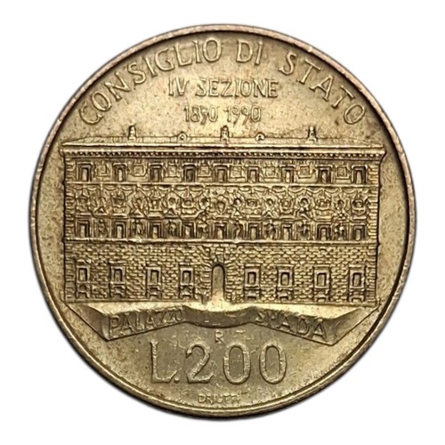 1990 italy 200 lire coin - coin, km#