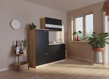 Cucina Miniküche Singolo Rovere Nero Frigorifero Luis 160 CM Respekta