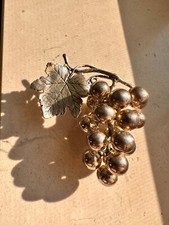 Uva in argento 800 con foglia
