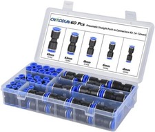 60 Pezzi Raccordi Tubo Aria Connessione Rapida Pneumatico Push to Connect Raccordi Kit 5