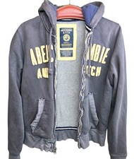 Felpa con cappuccio vintage Abercrombie & Fitch uomo piccolo strato termico blu navy