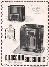 PUBBLICITA' 1938 RADIO ALLOCCHIO BACCHINI MOD.528M 528G SUPERETERODINA