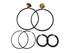 SET 3 PAIA ORECCHINI A CERCHIO NERO BIGIOTTERIA VINTAGE ANNI 70-90 CM 4-6-8,5