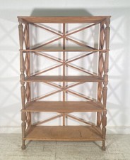 ANTICA ENORME ETAGERE LEGNO CHIARO LIBRERIA CREDENZA 1900 EPOCA ESPOSITORE OLD