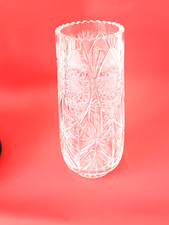 Grande Vaso Cristallo  piombo Boemia Molato Trasparente   bordo seghettato