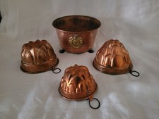 Lotto rame ciotola o portavaso e 3 stampi anni '50 buone condizioni