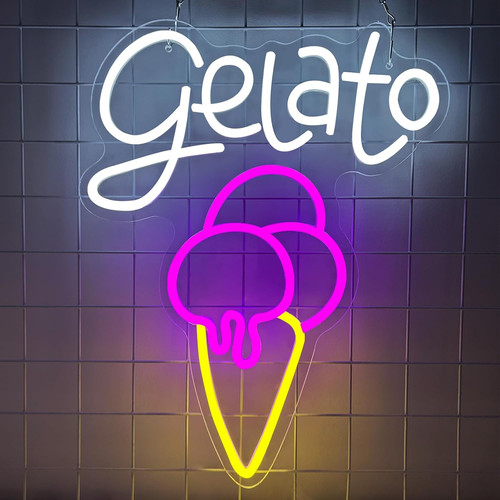 Cartello neon gelato con luce - cartello,