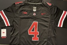 Maglia Jeremiah Smith nera Ohio State OSU Buckeyes cucita 4 fusibili cucita