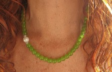 ??? COLLANA DONNA PIETRE DURE  + ORECCHINI GIADA E VERA PERLA  BAROCCA ???