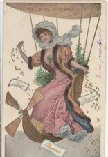 CARTOLINA FRANCESE DONNA  IN