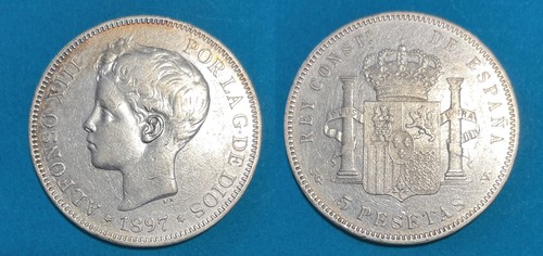Alfonso xiii pesetas 1897 - 5, pesetas,