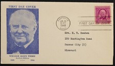 U.S. Used Stamp Scott #960 3c William Allen White First Day Cover