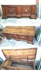 ECCEZIONALE CASSAPANCA VENETA ANTICA DEL 500 LEGNO DI NOCE INTAGLIATO INTARSIATO