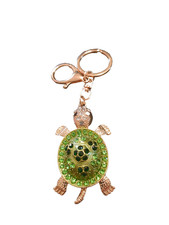 Portachiavi tartaruga marina con strass verde