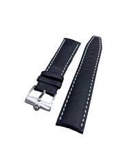 CINTURINO OROLOGIO SECTOR NERO UOMO CUCITURE PELLE MISURA ATTACCO ANSA 22MM