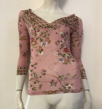 VDP VIA DELLE PERLE Maglia rosa fantasia floreale strass Tg 42