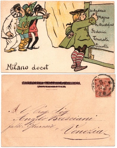 Cartolina satirica milano - cartolina,