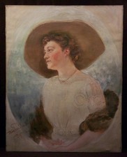 Grande olio su tela antico firmato e datato 1913