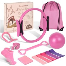 Pilates Ring Essentials Kit per Donna, Set Attrezzature per Allenamento a Casa con 9,8" B...