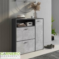 Mobile ingresso moderno scarpiera entrata ripiani MARS grafite cemento design