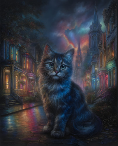 Stampa gatto nero occhi - gatto, su