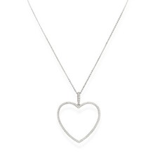 AMEN Collana Donna Cuore Grande Argento 925 Zirconi Gioielli CLLHBBZ