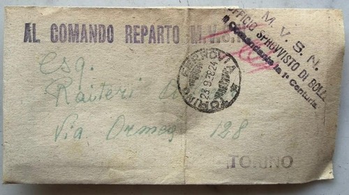 Italia 1924 busta - italia, milizia