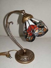 LAMPADA ABATJOUR VETRO TIFFANY BASE LIBERTY OTTONE spazzolato