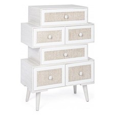 Yes Everyday MONTIEL Cassettiera 6 Cassetti Bianco e Lino (60cm) Mobile KIT