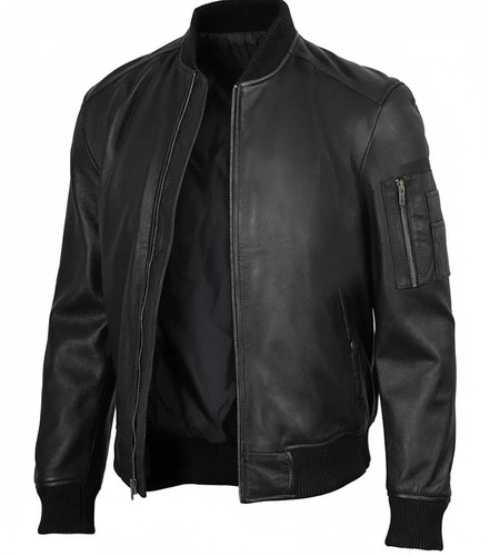 Bomber uomo nero vera pelle - bomber, in