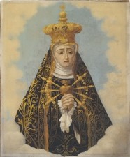 Antico dipinto ad olio 1800 MARIA VERGINE ADDOLORATA chiesa SANTA BRIGIDA NAPOLI