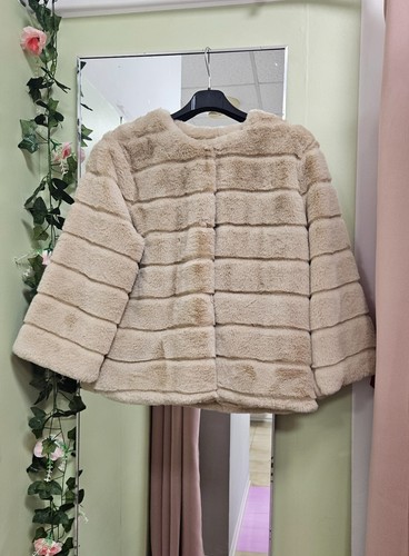 Cappotto pelliccia beige donna - pelliccia,