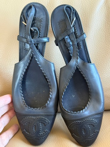 Chanel blu nero logo pelle - blu,