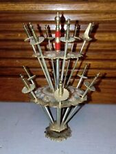 Artigianato Toledo Set Espositore 2 Livelli In Ottone Con 12 Spade In Miniatura