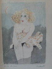 LITOGRAFIA COLORI GALLERATI FIRMATA LUNA MATITA CORNICE ARTE ITALIA OCCASIONE