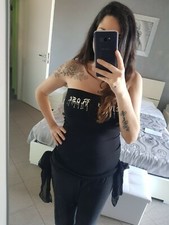 Top Denny Rose con particolari in raso sui fianchi color nero taglia M