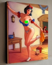 Tela con cornice per spogliatoio Biancaneve con cacao 40x30 cm