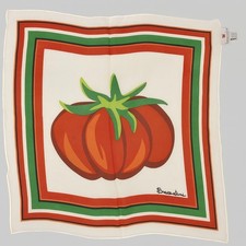 Braccialini 100% Silk Seta Scarf 50x50 Tomato Pomodoro Vintage Italy circa 2010
