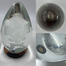 Fermacarte vintage in cristallo - grande a forma di uovo - firmato - Ekenas Svezia