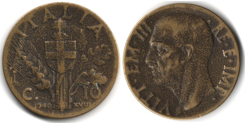 Italia centesimi 1940 - italia, 10