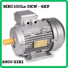 motore asincrono trifase elettrico 2800 giri 2 poli mec100La 4HP B3 230 400V bk