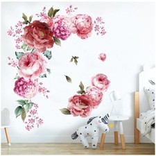 1Set Adesivo Murale Fai da Te Fiore Peonia Decorazione Casa Camera PVC Impermeabile Rimovibile