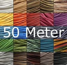 50 Metro Cavo Cuoio Ø 1/1,5 / 2/3/4/5 / 6 MM Cintura Pelle - Scelta Colore