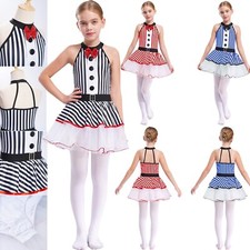 Pagliaccetto bambina ragazza abiti competizione paillettes unitard vestito Halloween spettacolo latino