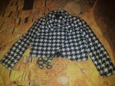 Luisa Spagnoli giacca tweed lana bianco nero pied de poule 